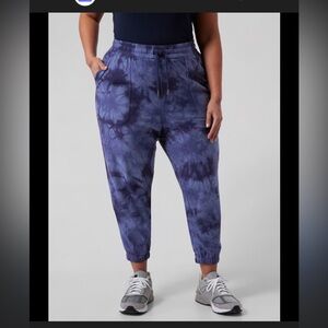 Athleta Navy Blue Farallon Jogger Pants tie dye cotton stretchy new with tags 1X